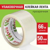 Клейкая лента упаковочная 50 мм x 66 м, прозрачная, толщина 40 микрон, STAFF EVERYDAY, 440082