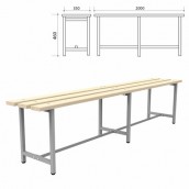 Скамья деревянная на металлокаркасе "СТ 4", 2000х350х460 мм, каркас металлический серый, сиденье дерево
