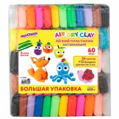 Пластилин супер легкий воздушный 60 штук (36 цветов + 12х2 базовых), 600 г, 3 стека, ЮНЛАНДИЯ, 106981