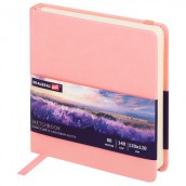 Скетчбук, слоновая кость 140 г/м2 120х120 мм, 80 л., КОЖЗАМ, резинка, BRAUBERG ART CLASSIC, пастель розовый, 116876