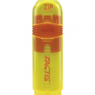 Ластик выдвижной FACTIS ZIP (Испания), 80x10x10 мм, белый, пластиковый корпус ассорти, PTF1030